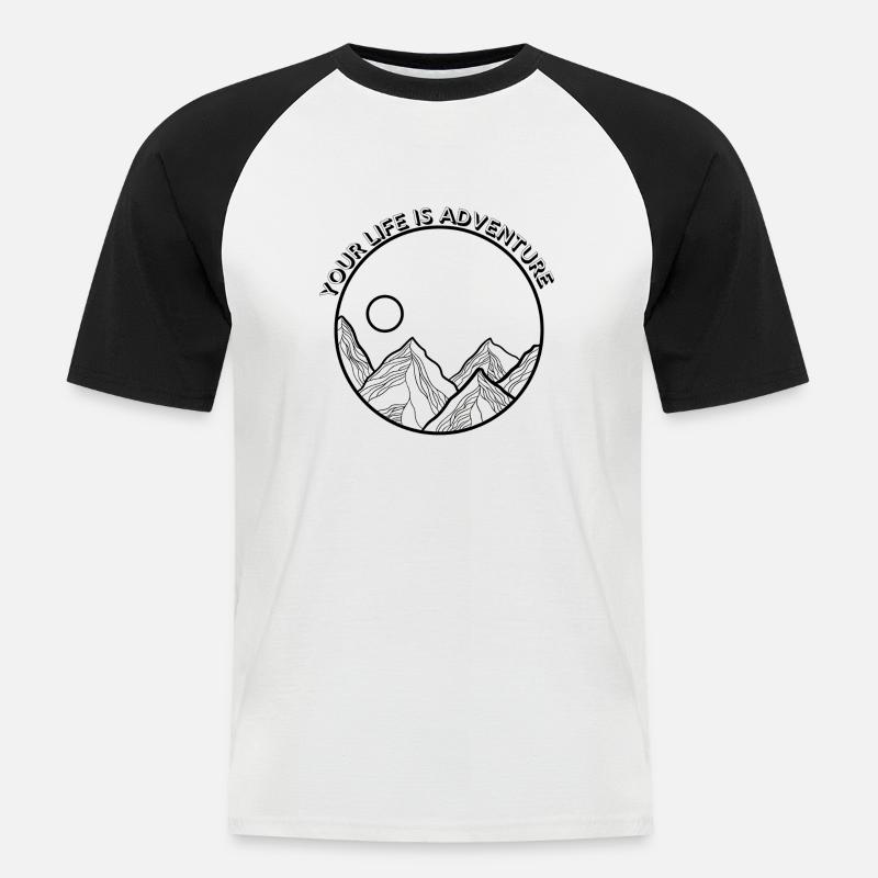 Dein Leben ist ein Abenteuer - Männer Baseball-T-Shirt - Weiß/Schwarz