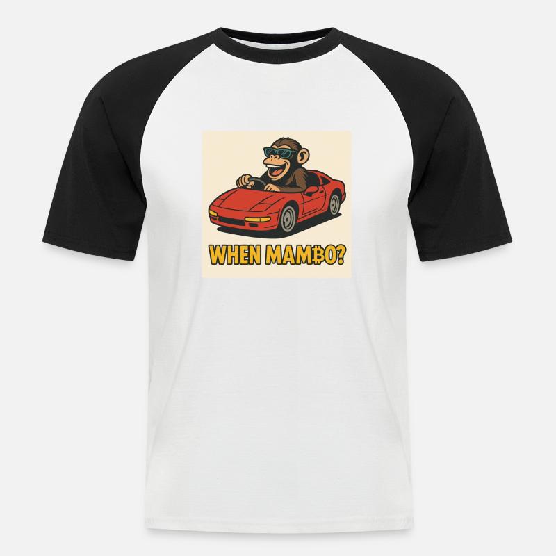 Bitcoin meets Monkey Joe - Männer Baseball-T-Shirt - Weiß/Schwarz