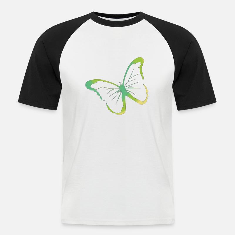 Farfalla gialla verde perfetta per l'estate - Maglia da baseball a manica corta da uomo - bianco/nero