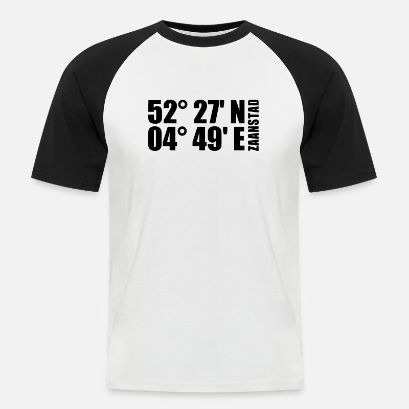 Zaanstad coordinates - Men's Baseball T-Shirt - white/black
