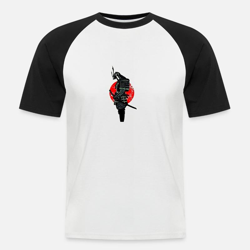 Samurai - Männer Baseball-T-Shirt - Weiß/Schwarz