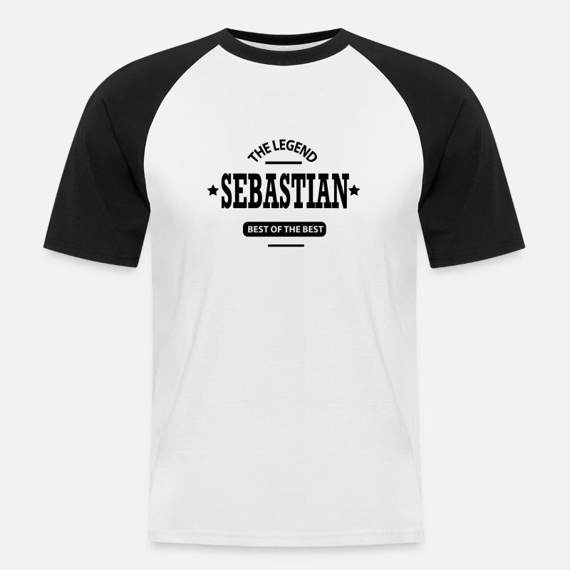 sebastian - Männer Baseball-T-Shirt - Weiß/Schwarz