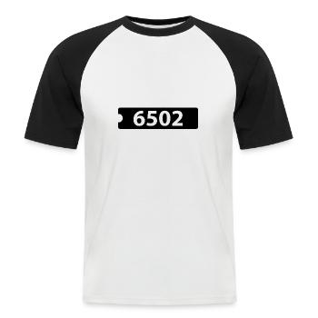 MOS 6502 CPU Nerd - Männer Baseball-T-Shirt - Weiß/Schwarz - Vorne - Nik (191cm)