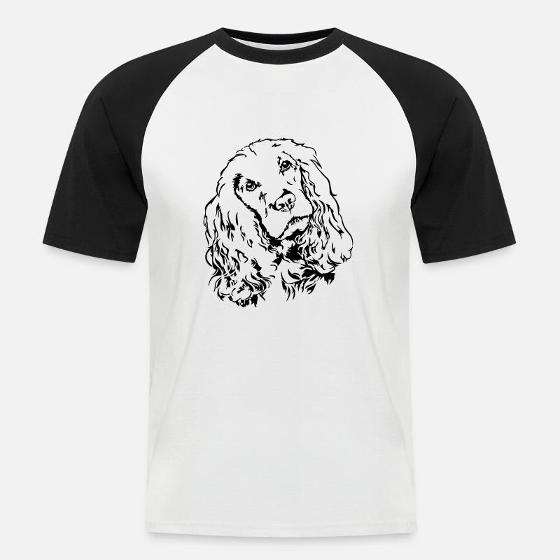 COCKER SPANIEL Portrait Wilsigns - Männer Baseball-T-Shirt - Weiß/Schwarz