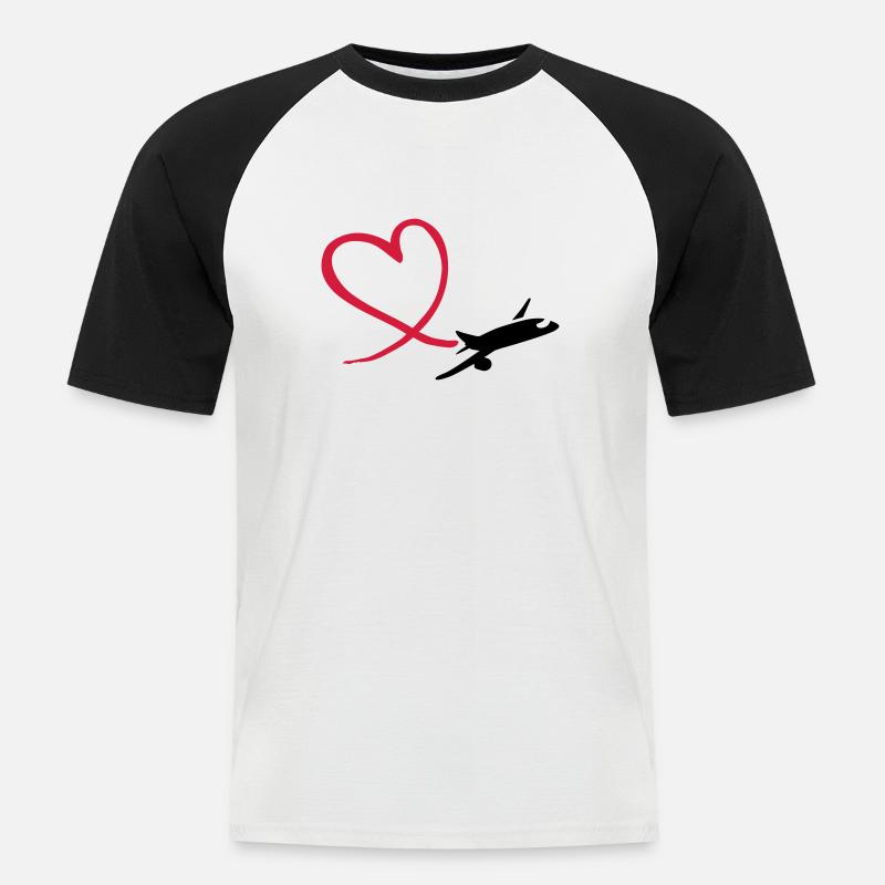Flugzeug - Männer Baseball-T-Shirt - Weiß/Schwarz