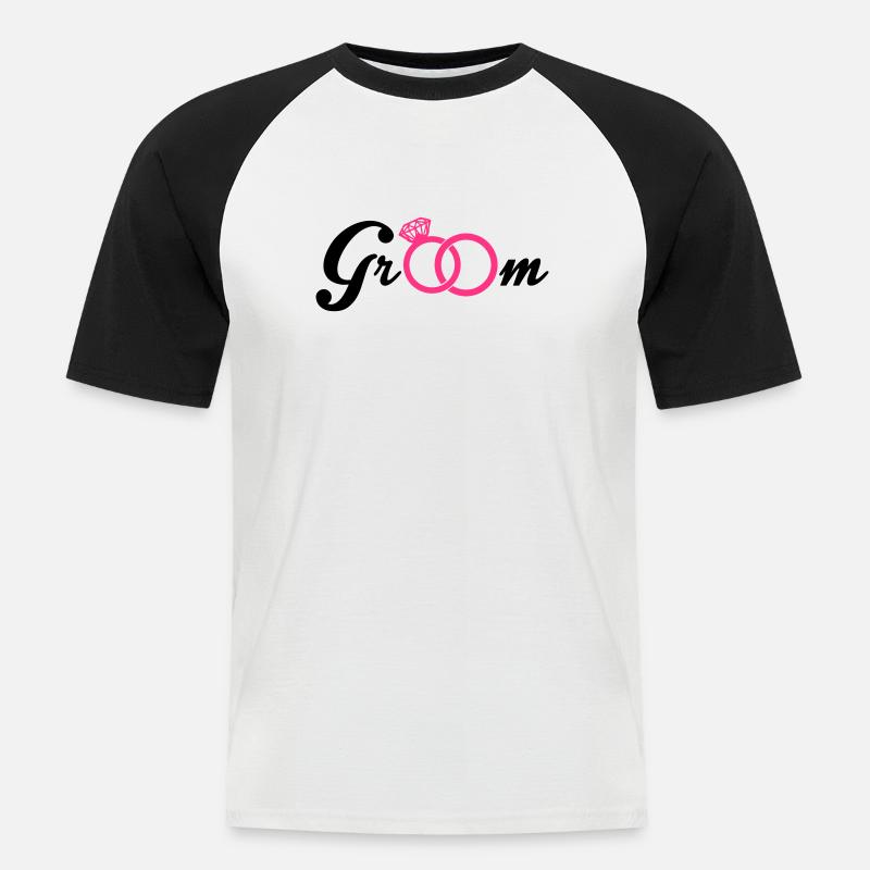 Groom - Männer Baseball-T-Shirt - Weiß/Schwarz