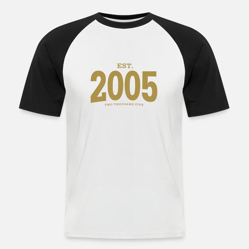 EST. 2005 Two Thousand Five - Männer Baseball-T-Shirt - Weiß/Schwarz