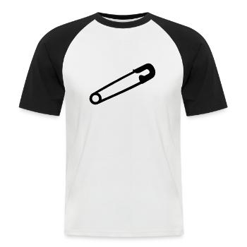 Épingle de nourrice - T-shirt baseball manches courtes Homme - blanc/noir - Devant - Nik (191cm)