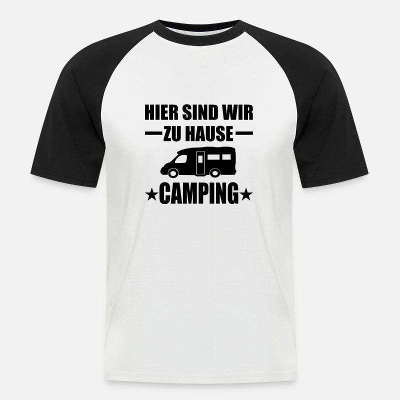 Camping - Männer Baseball-T-Shirt - Weiß/Schwarz