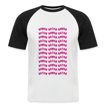MOM trifft Herz in Pink. - Männer Baseball-T-Shirt - Weiß/Schwarz - Vorne - Nik (191cm)
