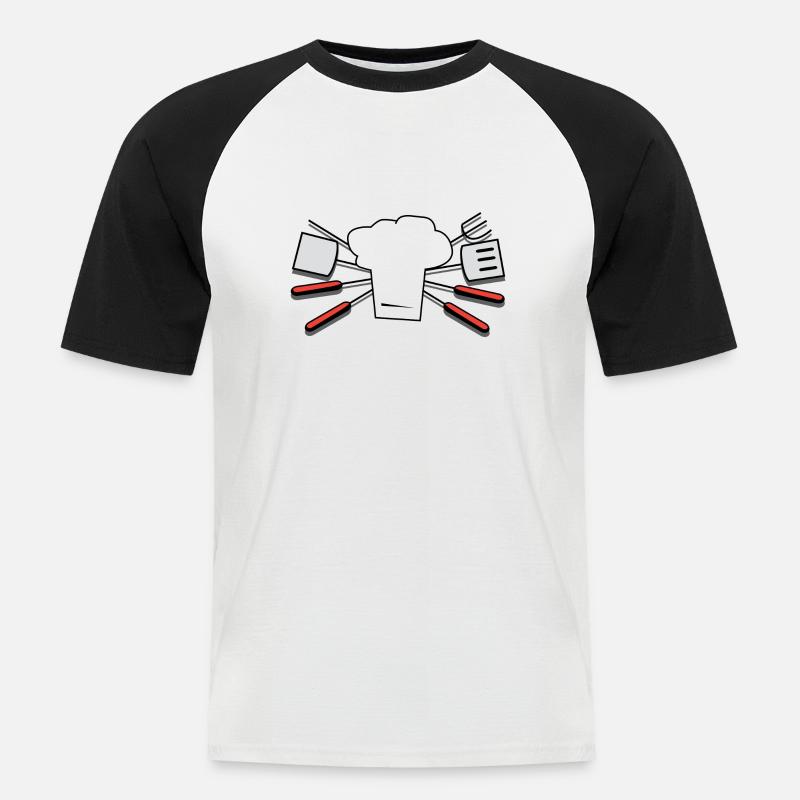 besteck geschirr flatware silverware cutlery84 - Männer Baseball-T-Shirt - Weiß/Schwarz