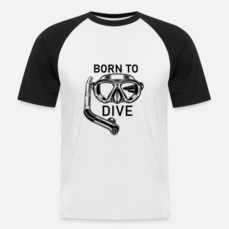 Born to dive - Männer Baseball-T-Shirt - Weiß/Schwarz