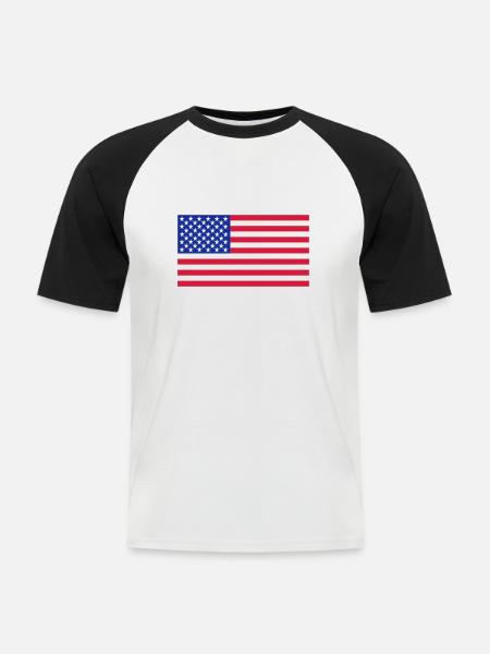 USA - Men's Baseball T-Shirt - white/black
