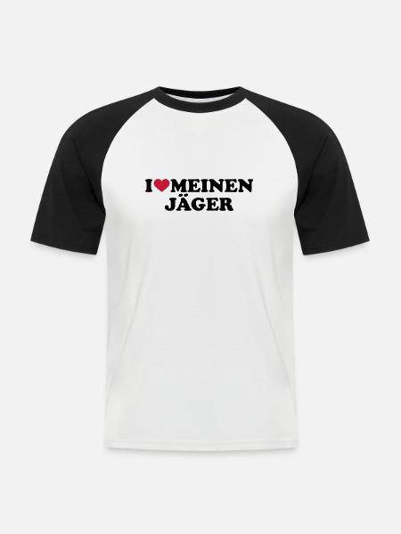 Jäger - Männer Baseball-T-Shirt - Weiß/Schwarz