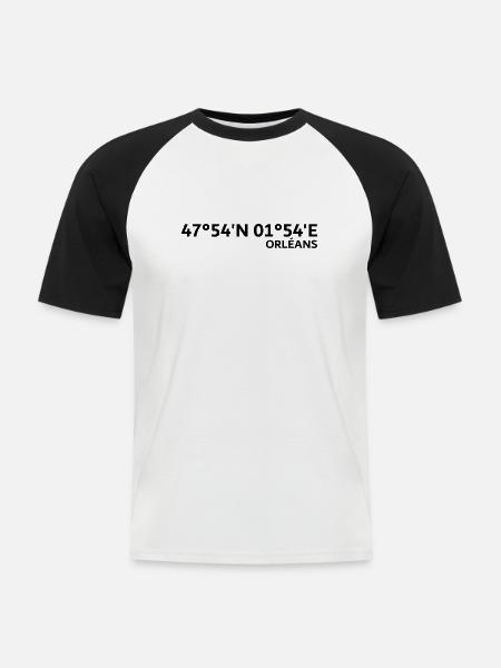Coordonnées d’Orléans - T-shirt baseball manches courtes Homme - blanc/noir