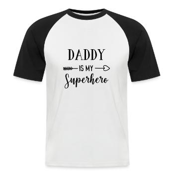 fils fille bébé père super-héros de naissance cadeau - T-shirt baseball manches courtes Homme - blanc/noir - Devant - Nik (191cm)