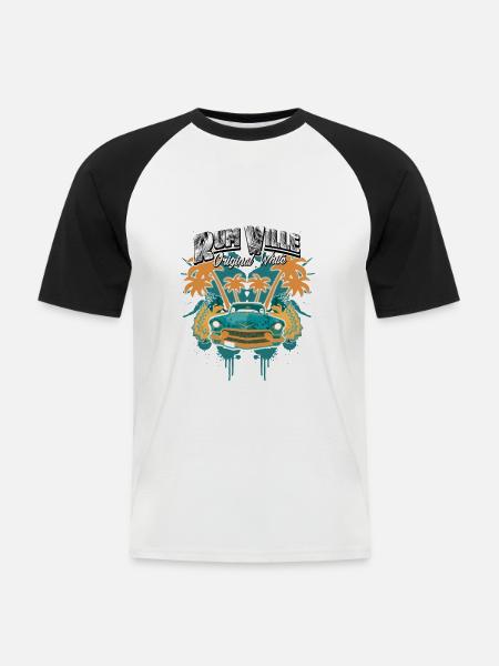 Tshirt rum Ville - Männer Baseball-T-Shirt - Weiß/Schwarz