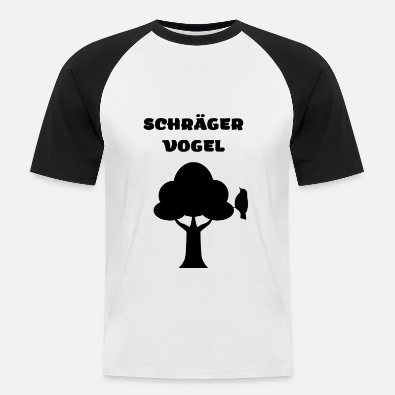 Schräger Vogel - Männer Baseball-T-Shirt - Weiß/Schwarz