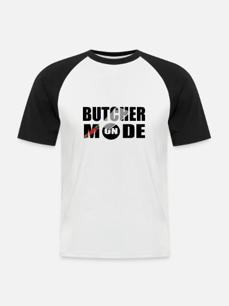 Fleischer Metzger Schlachter - Männer Baseball-T-Shirt - Weiß/Schwarz