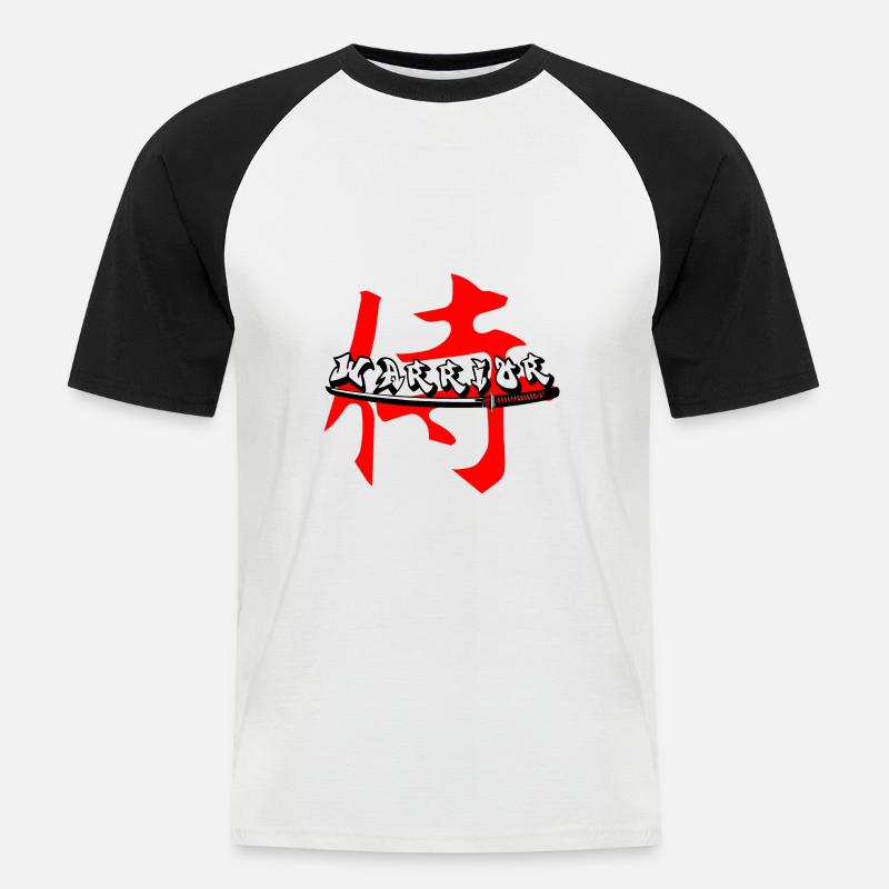 Krieger-Graffiti - Männer Baseball-T-Shirt - Weiß/Schwarz