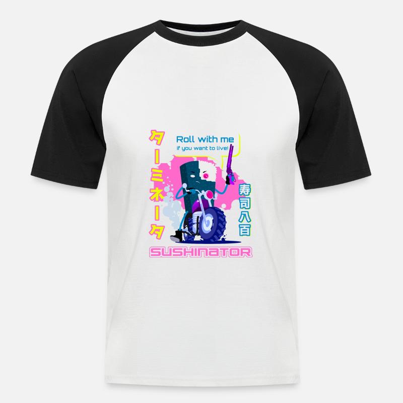 The Sushinator is back! - Männer Baseball-T-Shirt - Weiß/Schwarz