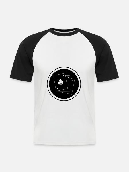 solitär spielkarten - Männer Baseball-T-Shirt - Weiß/Schwarz