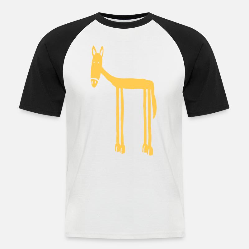 Pferd - Männer Baseball-T-Shirt - Weiß/Schwarz