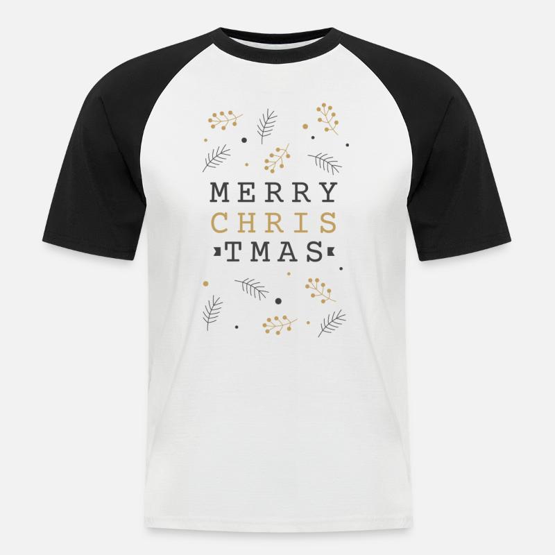 Christmas tree branches - Männer Baseball-T-Shirt - Weiß/Schwarz