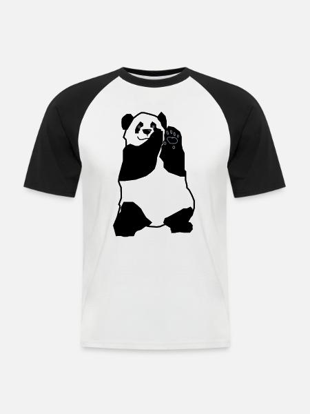 panda - T-shirt baseball manches courtes Homme - blanc/noir