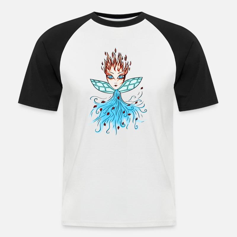 Feuer-fe Winde - Männer Baseball-T-Shirt - Weiß/Schwarz