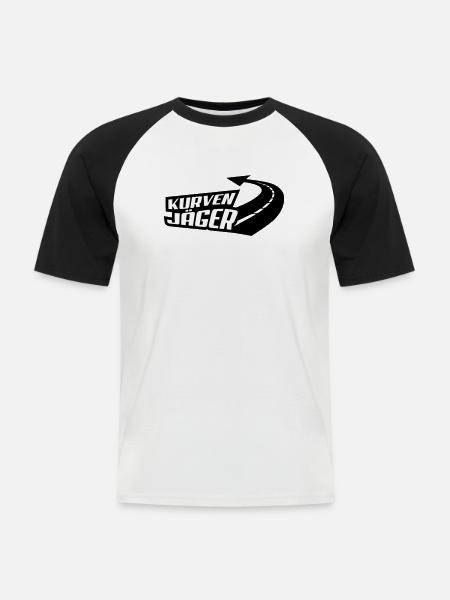 Kurvenjäger - Männer Baseball-T-Shirt - Weiß/Schwarz