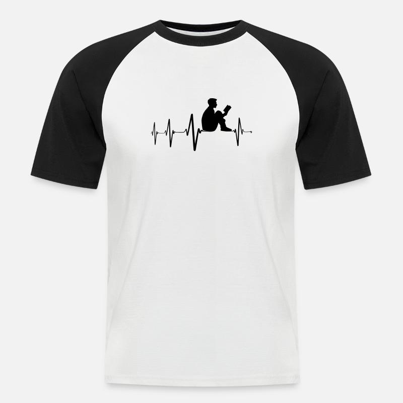 Lesen, Reading, Romane Geschenke - Männer Baseball-T-Shirt - Weiß/Schwarz