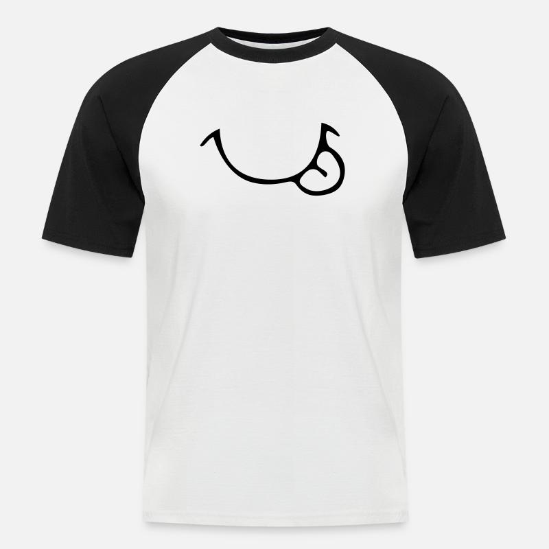 Yummy Mouth - Männer Baseball-T-Shirt - Weiß/Schwarz