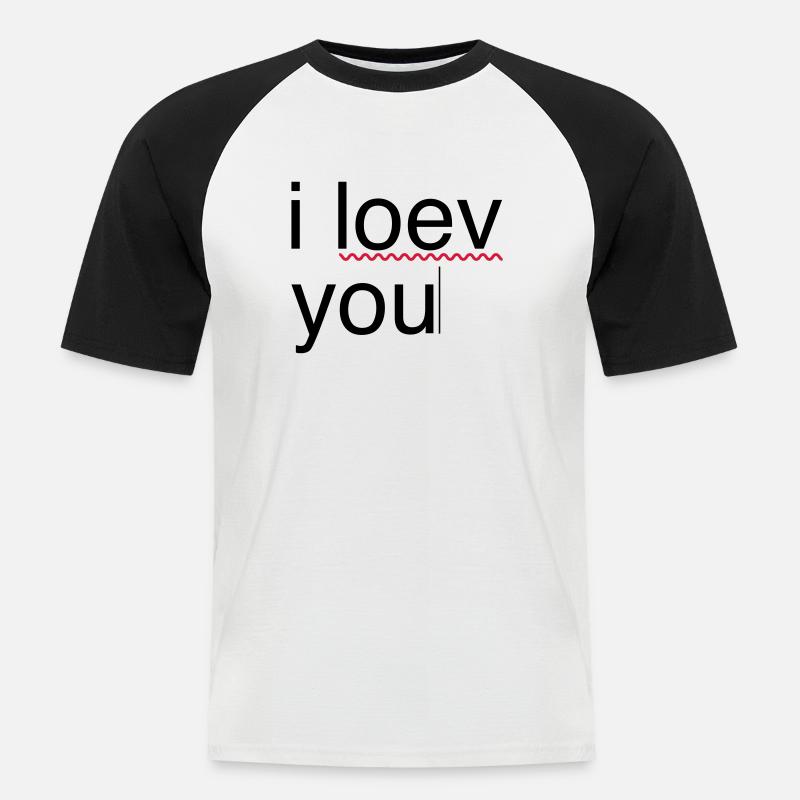 ich liebe dich Fehler - Männer Baseball-T-Shirt - Weiß/Schwarz