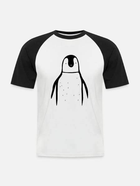 manchot - T-shirt baseball manches courtes Homme - blanc/noir
