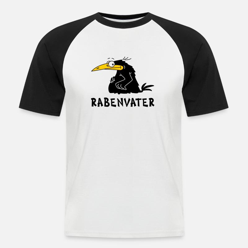 Rabenvater - Männer Baseball-T-Shirt - Weiß/Schwarz