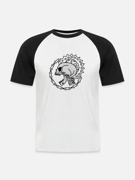 Skull Chain Punk-2c - Männer Baseball-T-Shirt - Weiß/Schwarz