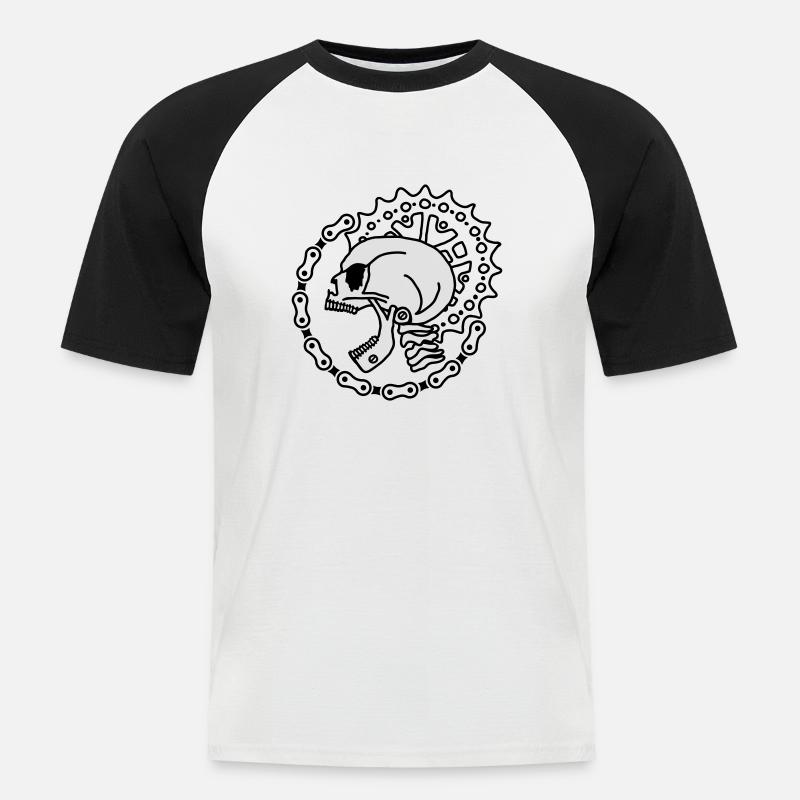 Skull Chain Punk-2c - Männer Baseball-T-Shirt - Weiß/Schwarz