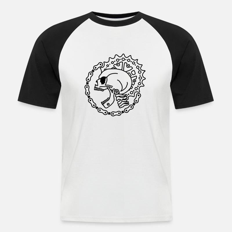 Skull Chain Punk - Black - Männer Baseball-T-Shirt - Weiß/Schwarz