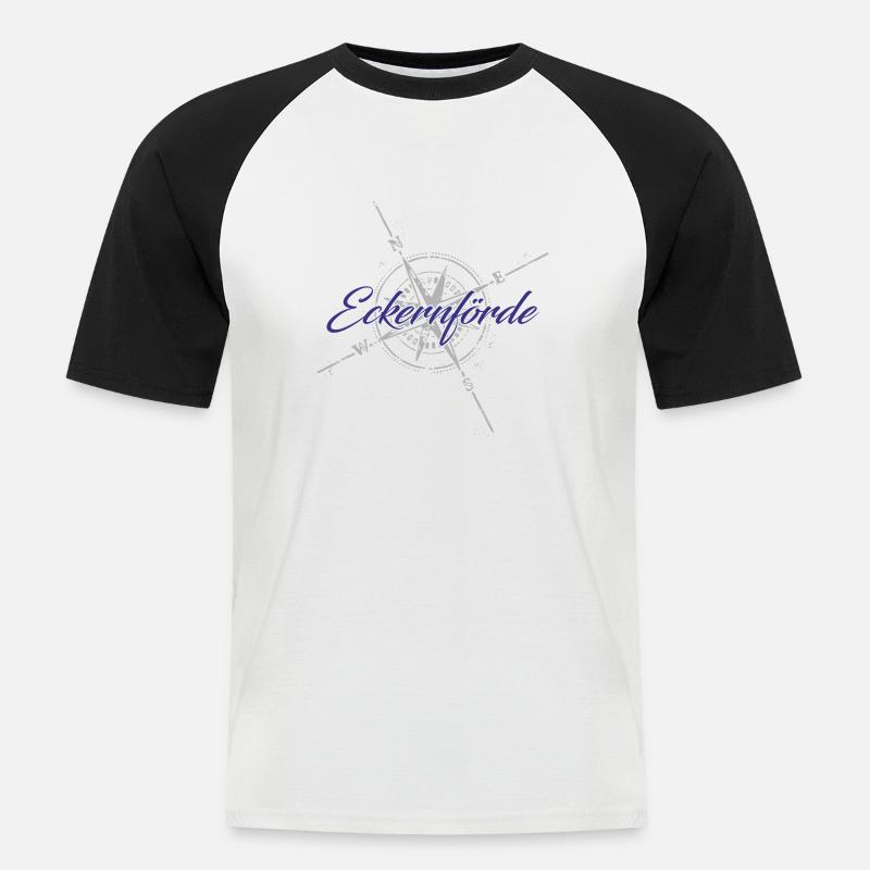 Eckernförde Kompass blau - Männer Baseball-T-Shirt - Weiß/Schwarz