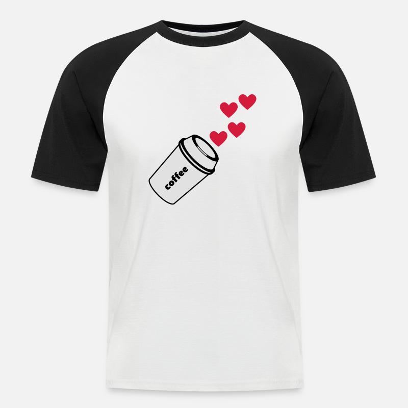 coffe love Kaffee Liebe - Männer Baseball-T-Shirt - Weiß/Schwarz