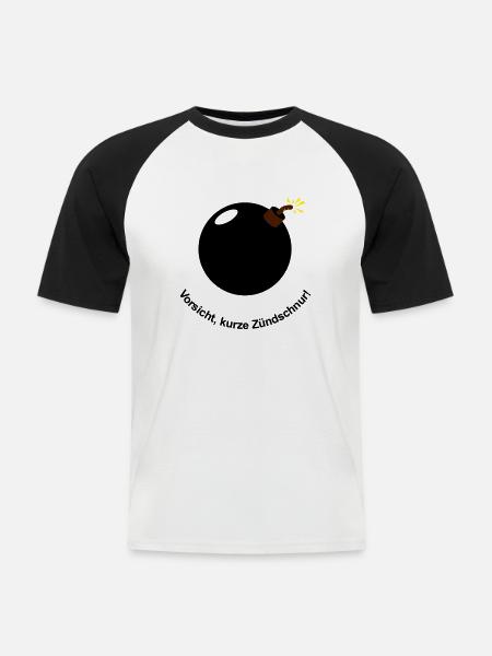 Vorsicht - kurze Zündschnur! - Männer Baseball-T-Shirt - Weiß/Schwarz