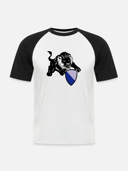 zürich löwe - Männer Baseball-T-Shirt - Weiß/Schwarz