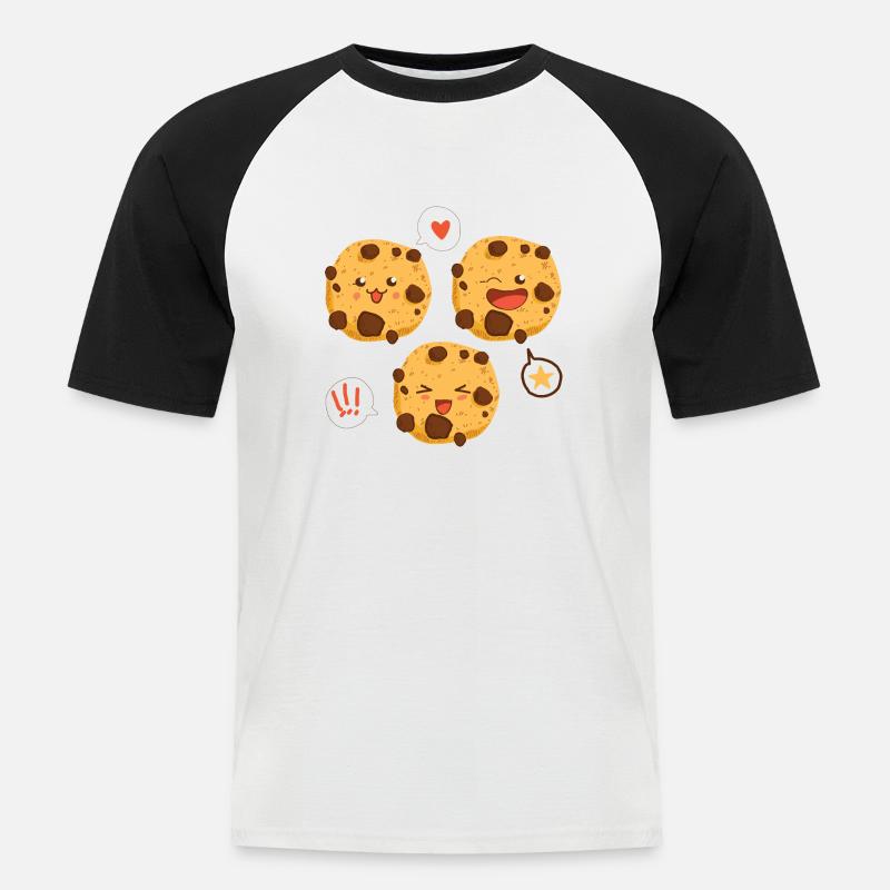 Plätzchen - Männer Baseball-T-Shirt - Weiß/Schwarz