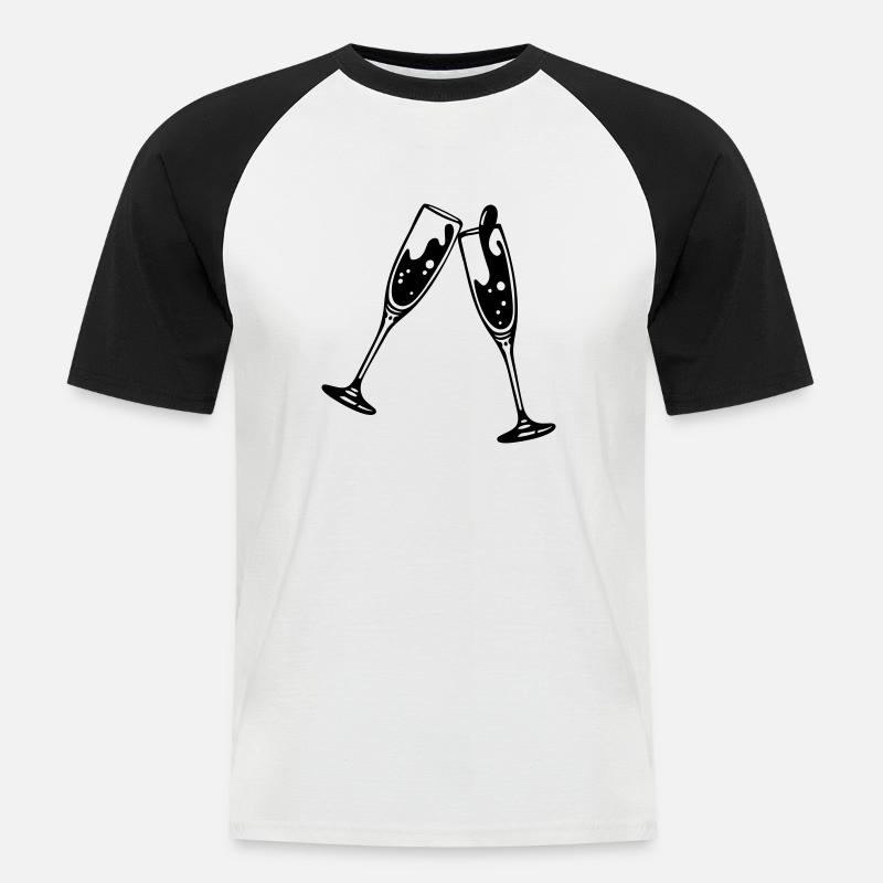 prosit - Männer Baseball-T-Shirt - Weiß/Schwarz