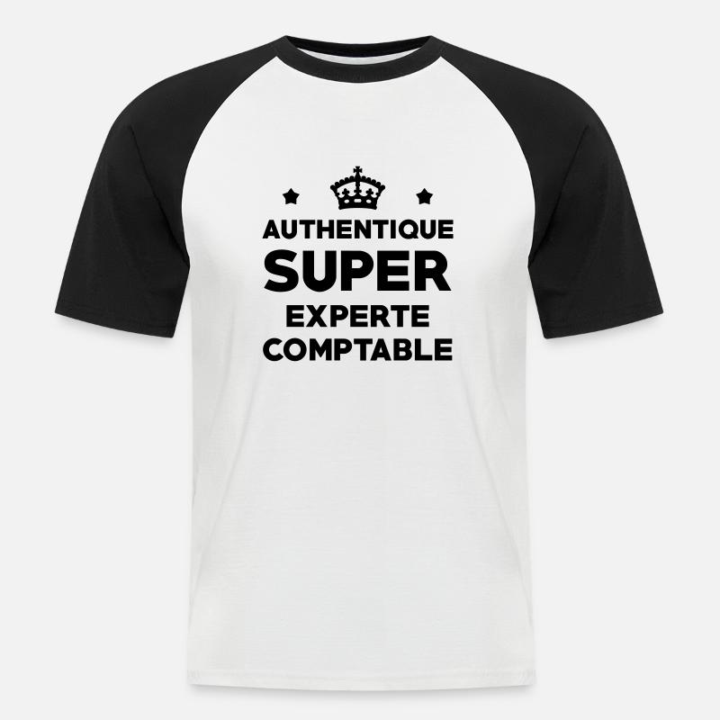 Expert Comptable / Comptabilité / Comptable / - T-shirt baseball manches courtes Homme - blanc/noir