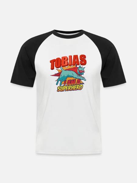 Tobias - T-shirt baseball manches courtes Homme - blanc/noir