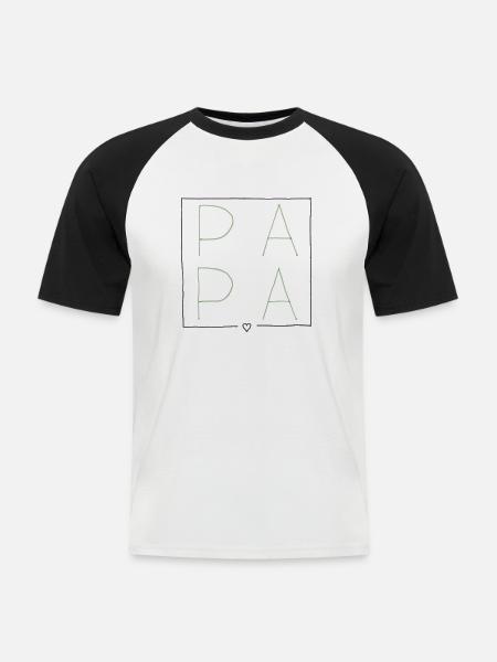 Papa gerahmt - Männer Baseball-T-Shirt - Weiß/Schwarz