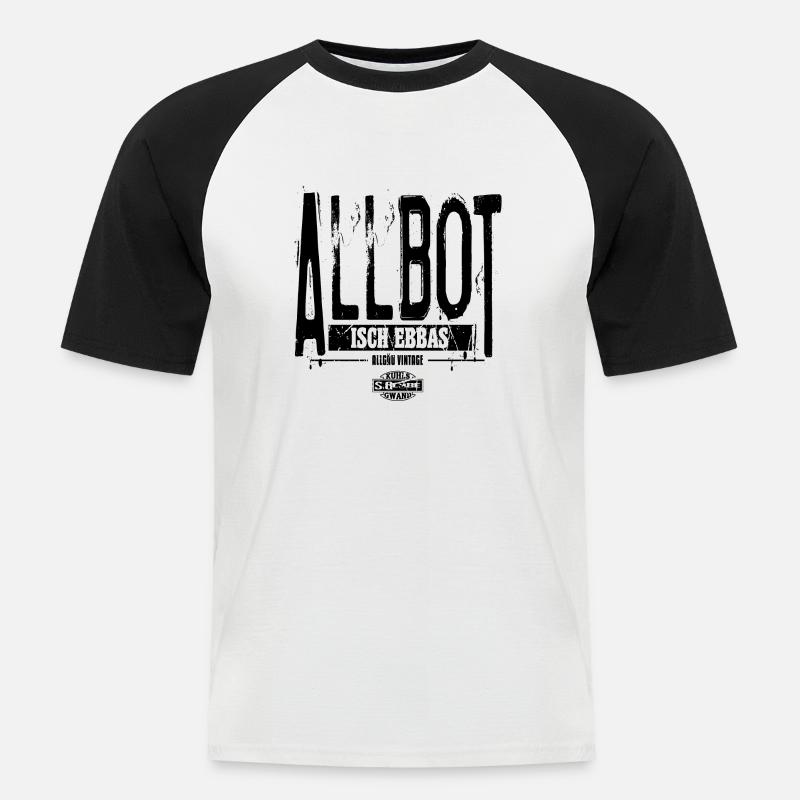 Allbot isch ebbas - Männer Baseball-T-Shirt - Weiß/Schwarz