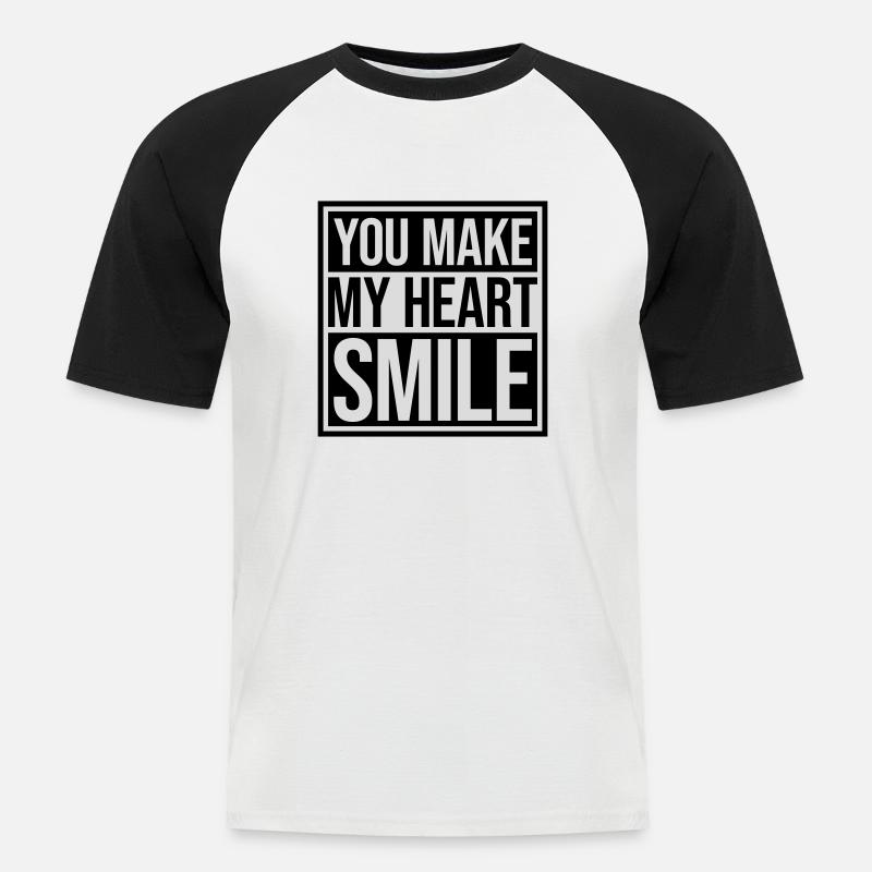 make my heart smile - Männer Baseball-T-Shirt - Weiß/Schwarz